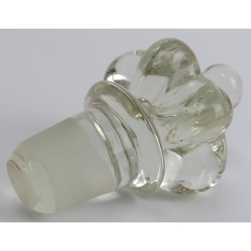 161 - A Jacob Bang for Holmegaard tipsy ‘Kluk Kluk’ pinched clear glass decanter, mid 20th century. 23.5 c... 