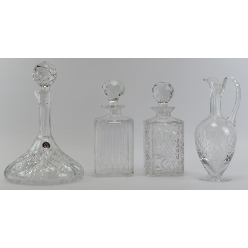 168 - Four cut crystal glass decanters, 20th century. (4 items) 29 cm tallest height.
Condition report: Li... 