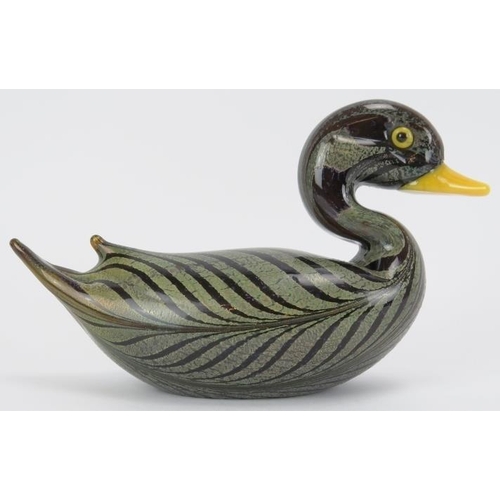 18 - A Murano glass duck, 20th century. Possibly by Franco Moretti. 20.5 cm length.
Condition report: Goo... 