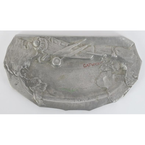 19 - Aviation memorabilia: A ‘Miss Columbia’ cast gas tank metal transatlantic flight souvenir ashtray. I... 