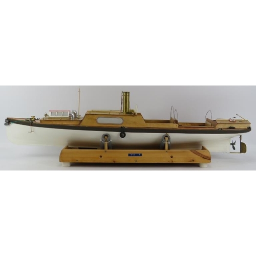 200 - Toys and Models: An RC steam pleasure cruiser model boat. With a painted white and grey hull and var... 