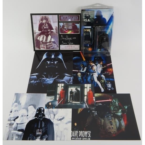 202 - Star Wars: A David Prowse hand signed photographic montage, a Limited Edition Darth Vader model figu... 