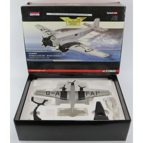 203 - Toys and Models: A Corgi limited edition Aviation Archive Junkers JU-52/3M die-cast model aircraft. ... 