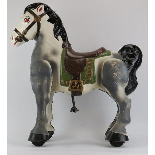 206 - Toys and Models: A vintage Tri-ang Mobo hand painted metal 'Bronco' peddle ride horse, circa 1950s. ... 