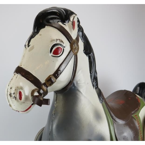 206 - Toys and Models: A vintage Tri-ang Mobo hand painted metal 'Bronco' peddle ride horse, circa 1950s. ... 