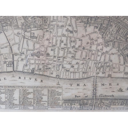 211 - An engraved map illustrating the ruins and extent of the Great Fire of London, late 18th century. En... 