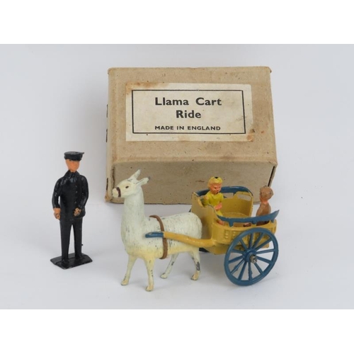 217 - A Taylor and Barrett ‘Llama Cart Ride’ zoo series cold painted lead figures, circa 1930s/40s. Origin... 