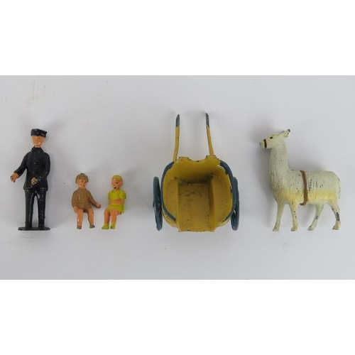 217 - A Taylor and Barrett ‘Llama Cart Ride’ zoo series cold painted lead figures, circa 1930s/40s. Origin... 