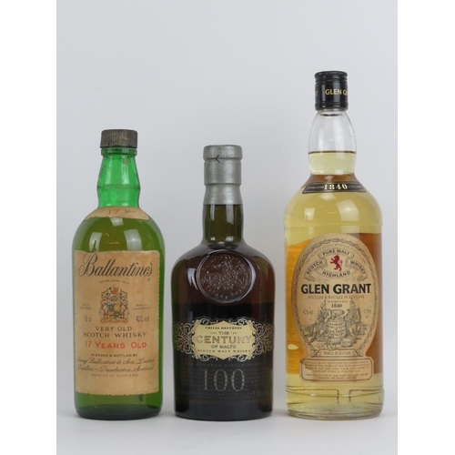 220 - Three vintage bottles of Scotch Whisky. Comprising a bottle of Ballentine’s, Glen Grant and Chivas B... 