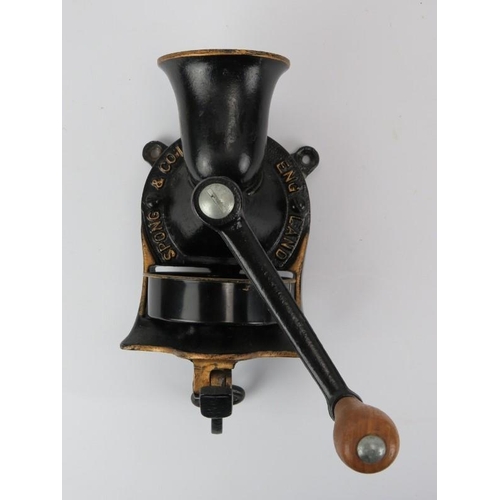 234 - Three vintage coffee grinders. Comprising an Arcade and Spong & Co Ltd. wall mounting coffee grinder... 