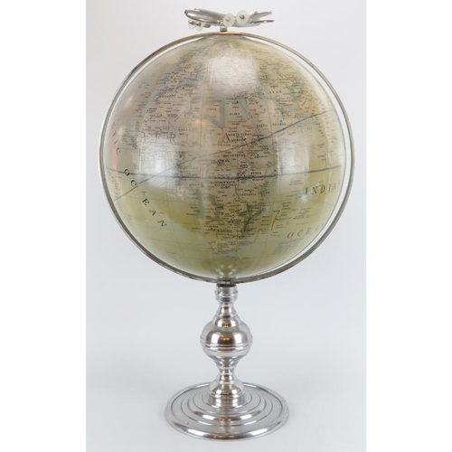 25 - A very large French terrestrial globe, mid/late 20th century. Surmounted with an aluminium Douglas D... 