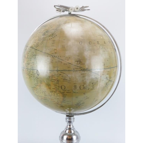 25 - A very large French terrestrial globe, mid/late 20th century. Surmounted with an aluminium Douglas D... 