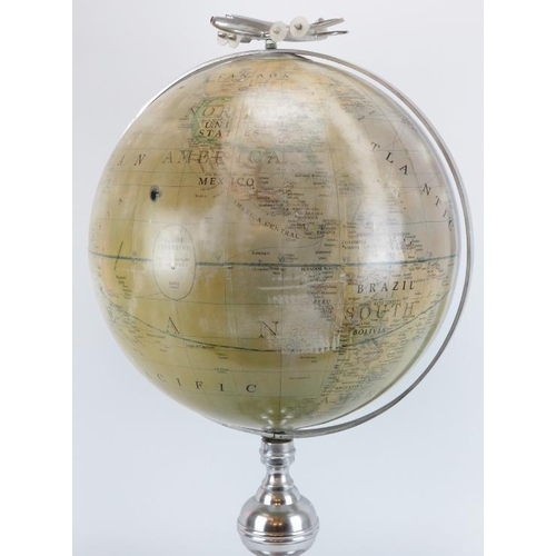 25 - A very large French terrestrial globe, mid/late 20th century. Surmounted with an aluminium Douglas D... 