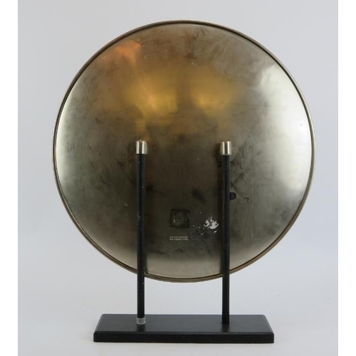 264H - A large African white metal ornamental plate on a stand, late 20th century. 47 cm diameter. 

Condit... 