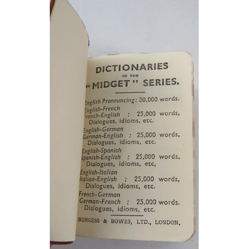 266 - Set of four Midget Series Language Dictionaries, each leather bound and gold blocked, in fitted case... 