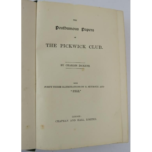 268 - The Pickwick Papers, Charles Dickens, Chapman & Hall. Undated early edition, green cloth bound. 
Sli... 