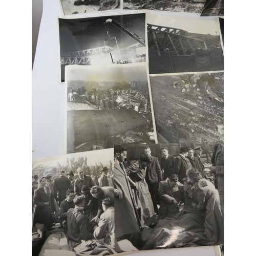 270 - A collection of 35 original press photos of various train crashes c1950s, including the Lewisham cra... 