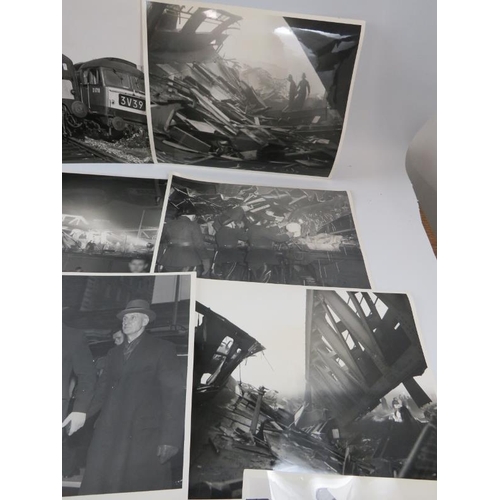 270 - A collection of 35 original press photos of various train crashes c1950s, including the Lewisham cra... 