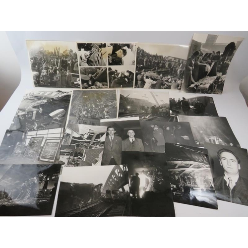 270 - A collection of 35 original press photos of various train crashes c1950s, including the Lewisham cra... 