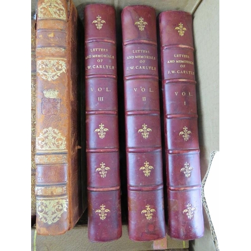 274 - 23 mixed mainly leather bound books including Aesop's Fables, J W Carlyle, Leigh Hunt and Wilkinson'... 