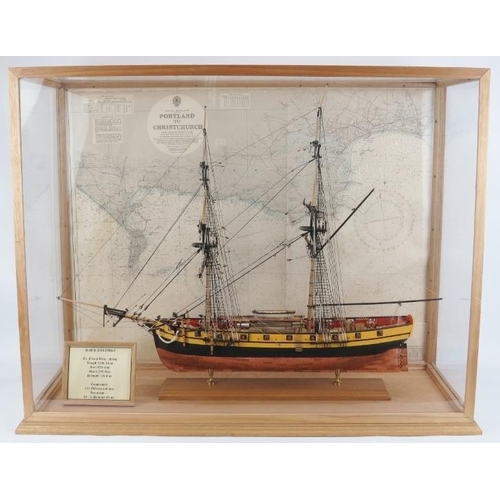 28 - Maritime: A model of the 18-gun French Naval ship HMS Jalouse, 20th century. Finely hand crafted and... 