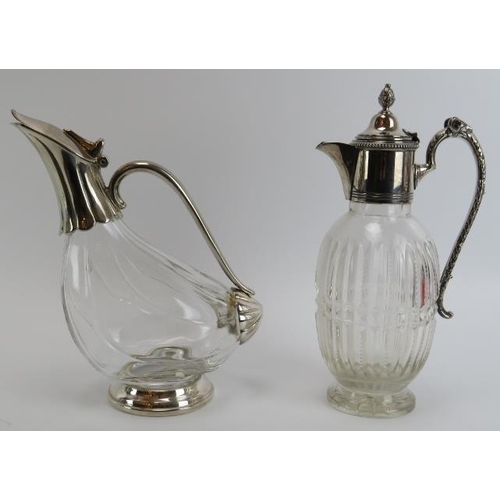 290 - Two glass decanter with silver plated mounts and two silver Whisky and Brandy labels. Comprising a d... 