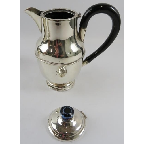 329 - Four piece 1930s silver tea set with beaded decoration and bakelite handles. Hallmarked for Birmingh... 