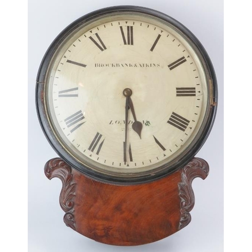 35 - A Brockbank & Atkins of London mahogany wall clock, 19th century. Numbered 2257. With fusee movement... 