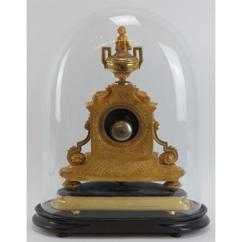 40 - A French ormolu and enamel decorated mantle clock, 19th century. With hand painted enamelled metal d... 