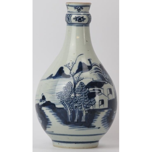 49 - A Chinese blue and white porcelain vase, 19th century. Of pear shaped form, decorated with a continu... 