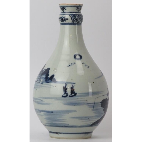 49 - A Chinese blue and white porcelain vase, 19th century. Of pear shaped form, decorated with a continu... 