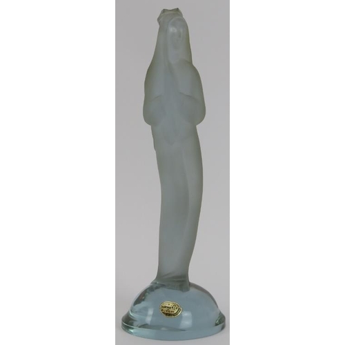 54 - A Bohemian frosted alexandrite (neodymium) glass figure of Madonna, Czechoslovakia, 20th century. Wi... 