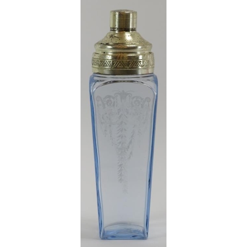 58 - A rare American Art Deco Cambridge blue glass cocktail shaker, circa 1920s. Patent No: 1,703,334. Of... 