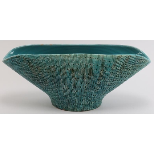 59 - An Italian Aldo Londi for Bitossi turquoise studio pottery bowl, 20th century. With linear sgraffito... 