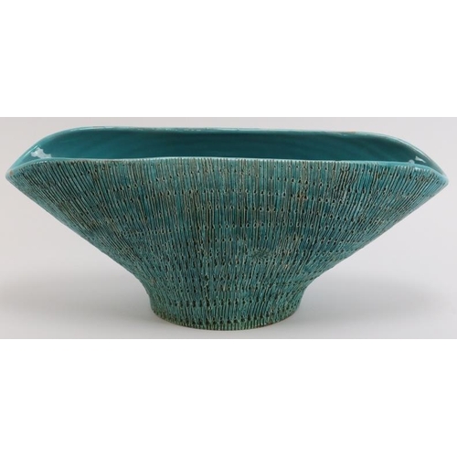 59 - An Italian Aldo Londi for Bitossi turquoise studio pottery bowl, 20th century. With linear sgraffito... 