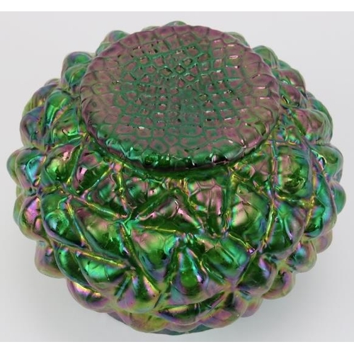 63 - A Bohemian iridescent green glass vase by Kralik, early 20th century. 13.8 cm height.
Condition repo... 