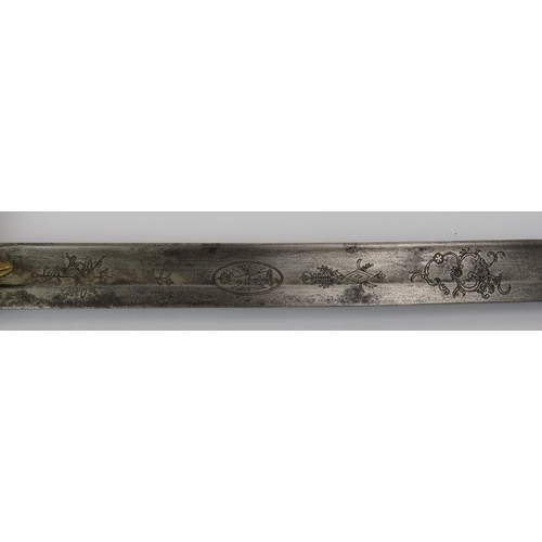 65 - Militaria: A French Hussar cavalry officer’s sabre sword, 19th century. With a cross hatched ebonise... 