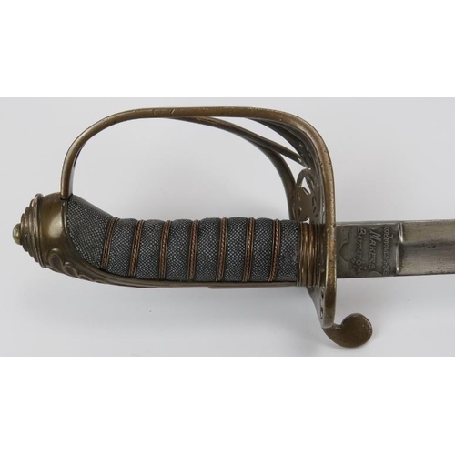 66 - Militaria: A Victorian Royal Marine Light Infantry officer’s sword. With a wire bound fish skin grip... 