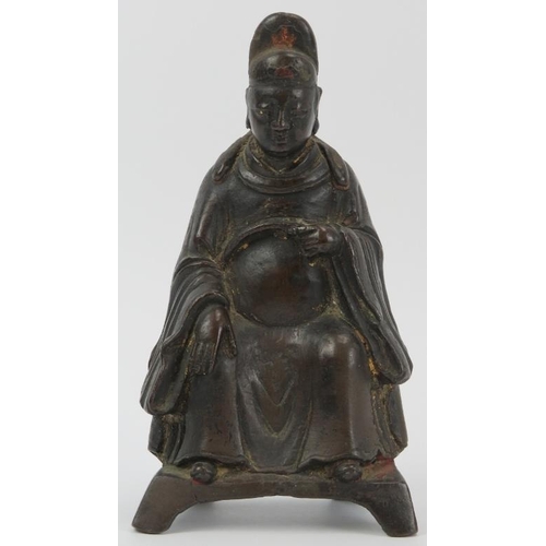 91 - A Chinese bronze statue of Wenchang Wang, late Ming dynasty. The Taoist deity of culture and literat... 