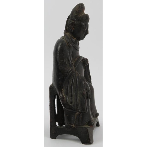 91 - A Chinese bronze statue of Wenchang Wang, late Ming dynasty. The Taoist deity of culture and literat... 