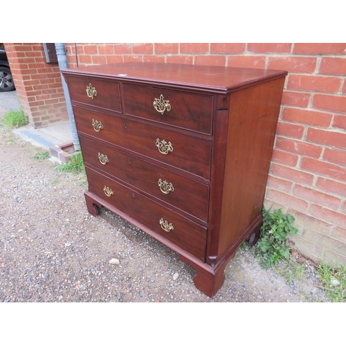 704 - A Georgian mahogany chest of good colour, housing two short above three long graduated cock-beaded d... 