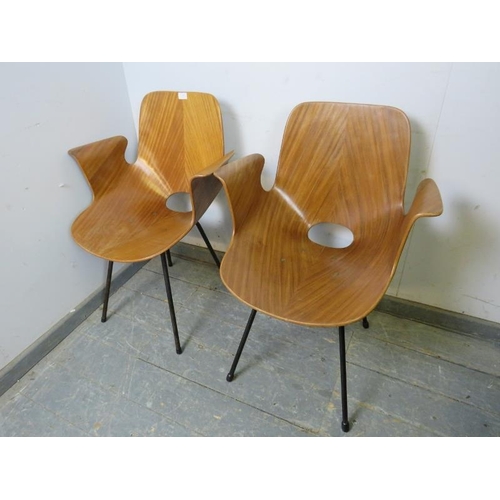 708 - A pair of mid-century 1950s Italian ‘Medea’ armchairs by Vittorio Nobili for Fratelli Tagliabue, the... 