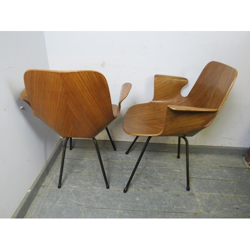 708 - A pair of mid-century 1950s Italian ‘Medea’ armchairs by Vittorio Nobili for Fratelli Tagliabue, the... 