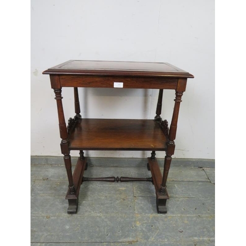 714 - A fine quality 19th century rosewood two-tier whatnot in the manner of Gillows, the top with removab... 