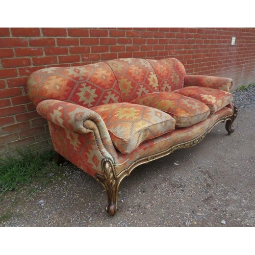 722 - A 19th century serpentine fronted 3-seater sofa by Holland and sons, reupholstered in kilim style bu... 