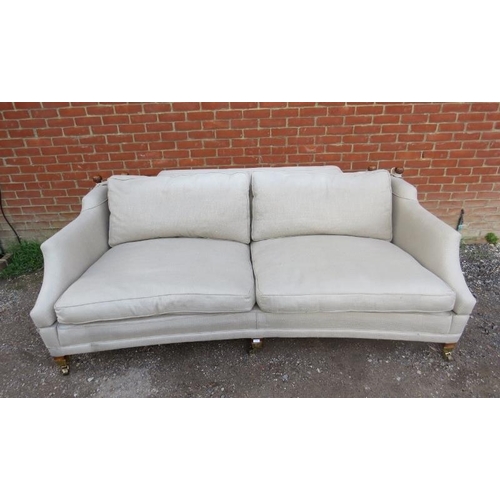 730 - A large contemporary knoll style sofa by Duresta, the drop sides with turned fruitwood finials, upho... 