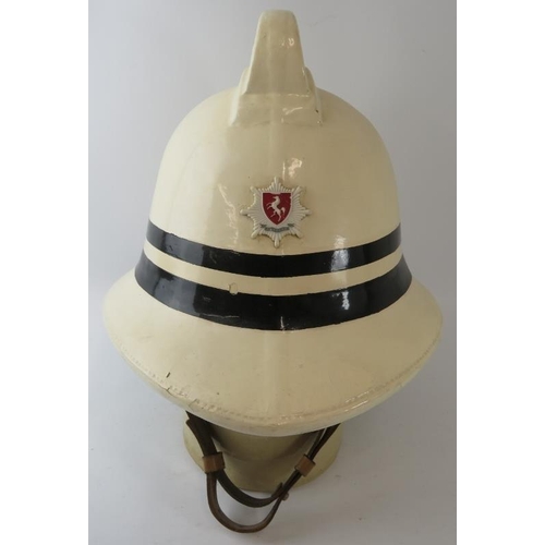 24 - A 1970s British Kent Fire Brigade Divisional Officer's white fire helmet.