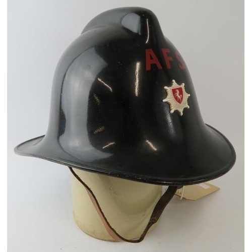 25 - A 1960s British Kent Fire Brigade AFS black fire helmet