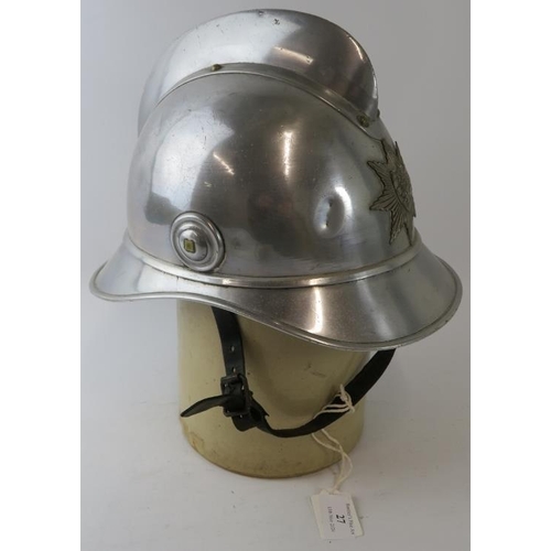 27 - A 1980s Swedish Gothenburg Fire Service polished steel fire helmet.