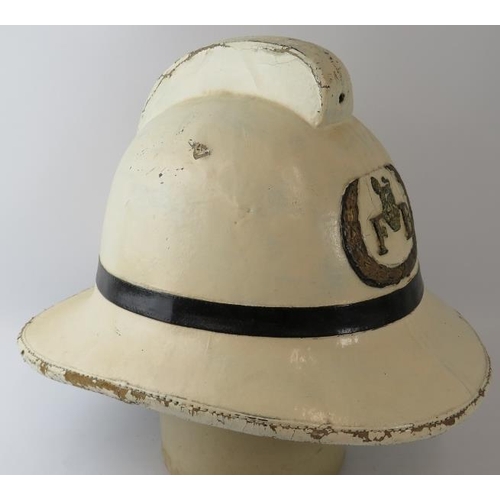 29 - A 1960s British Army Fire Service white cork fire helmet